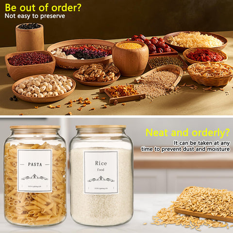 CYYKDA glass storage canister with bamboo lid for pantry organization.