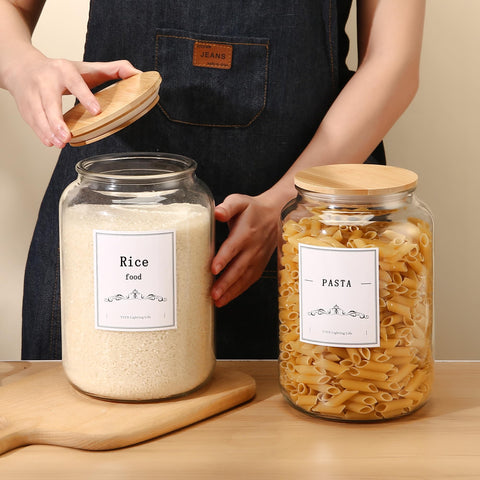 CYYKDA large glass jar with airtight bamboo lid keeps sugar fresh.