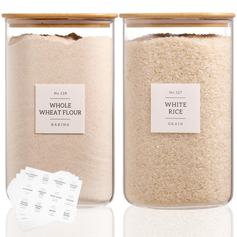 CZDYSM 2-pack square glass containers for flour and sugar with clear visibility