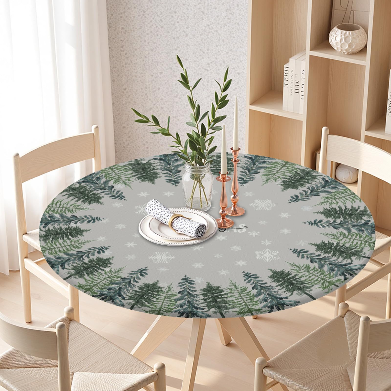 Czeservior durable fitted round tablecloth folds compactly for storage