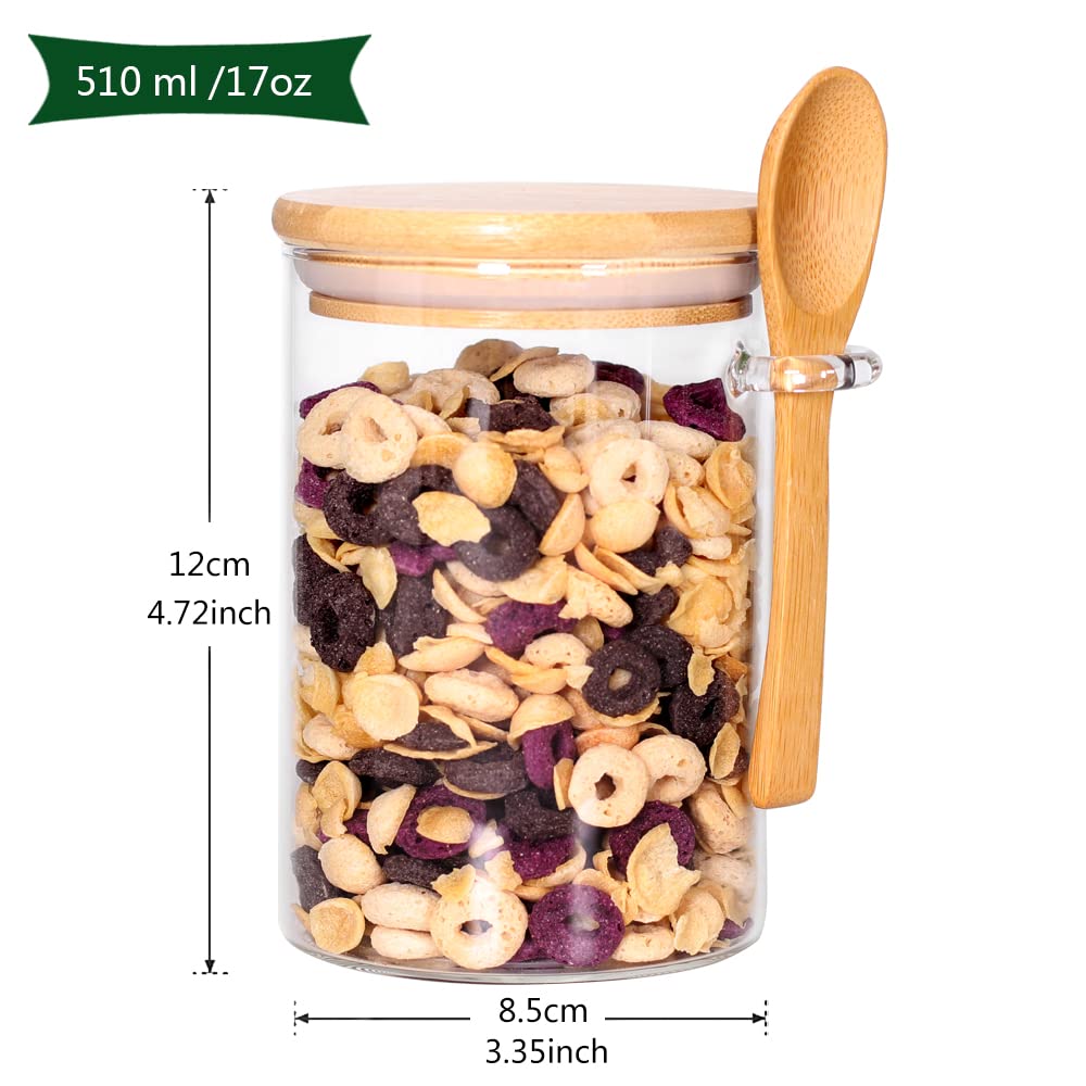 CZFWin ribbed glass jar with bamboo lid and silicone seal keeps contents fresh