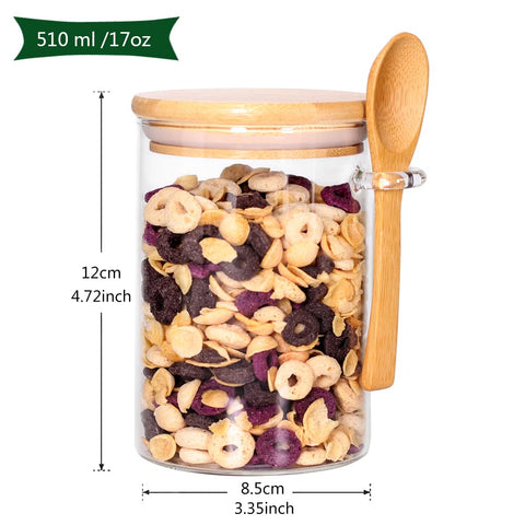 CZFWin ribbed glass jar with bamboo lid and silicone seal keeps contents fresh