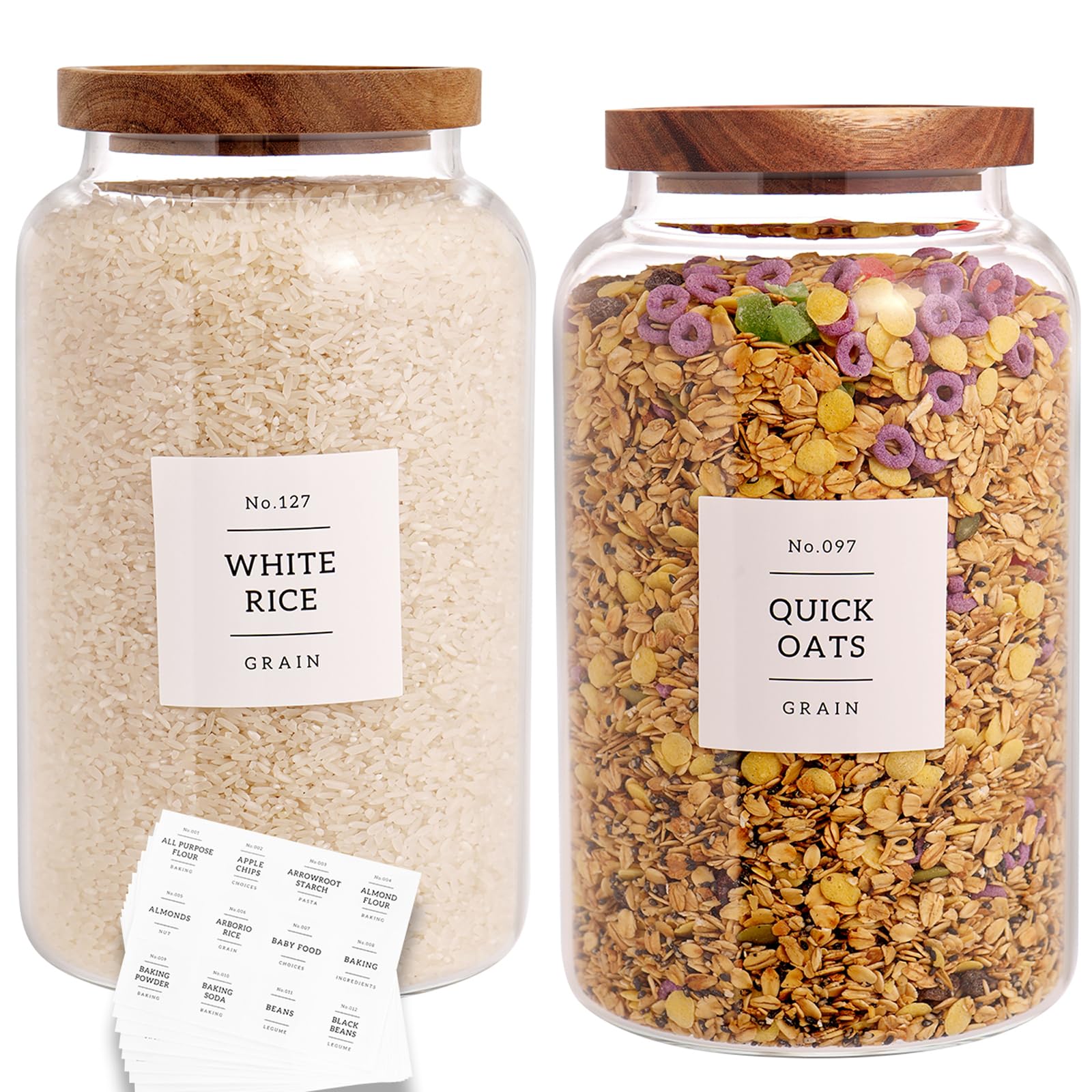 CZHQSMZ large glass jar with acacia lid and airtight seal for pantry storage.