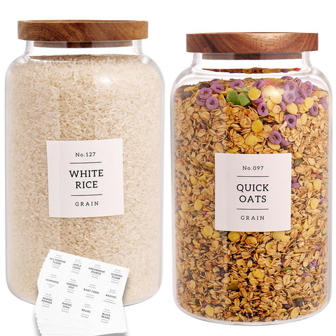 CZHQSMZ large glass jar with acacia lid and airtight seal for pantry storage.