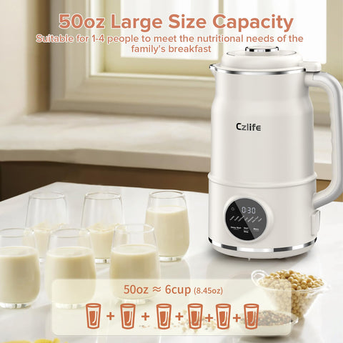 Czlife N7 large-capacity 50oz design supports batch-friendly nut and soy milks.