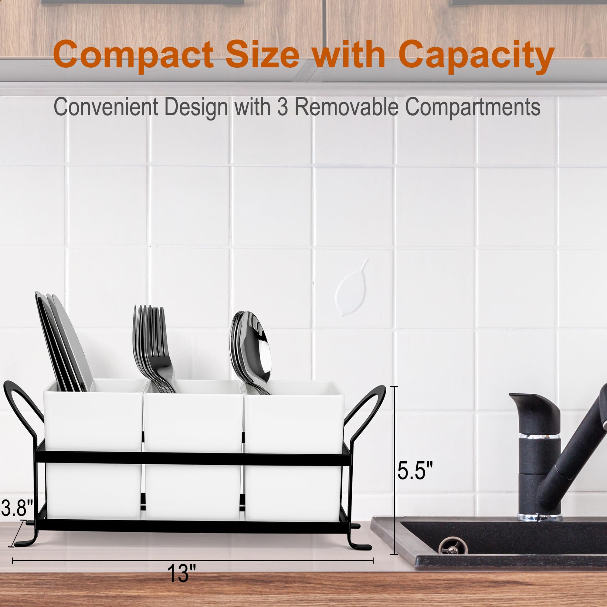 Czlizdyt three removable compartments for flexible utensil organization