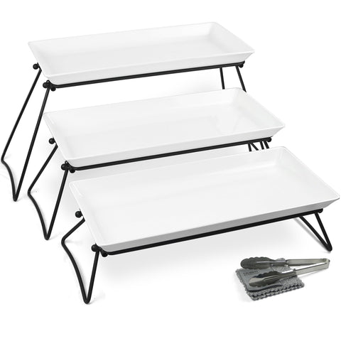 Czlizdyt extra large 3-tier serving tray front view for party display.