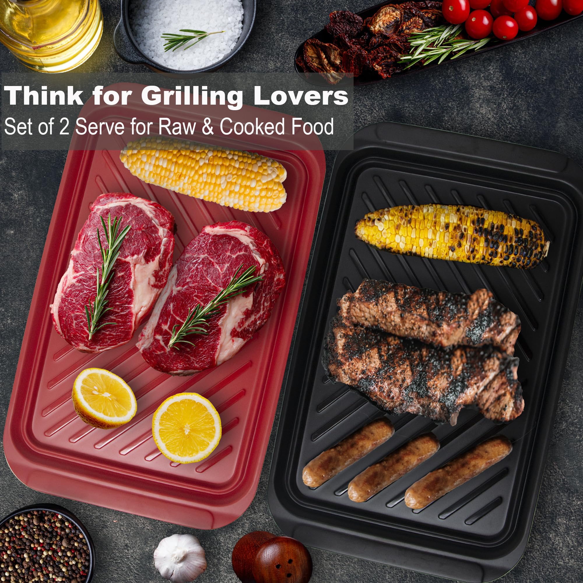 Czlizdyt grilling serve tray black ideal for presenting cooked foods.