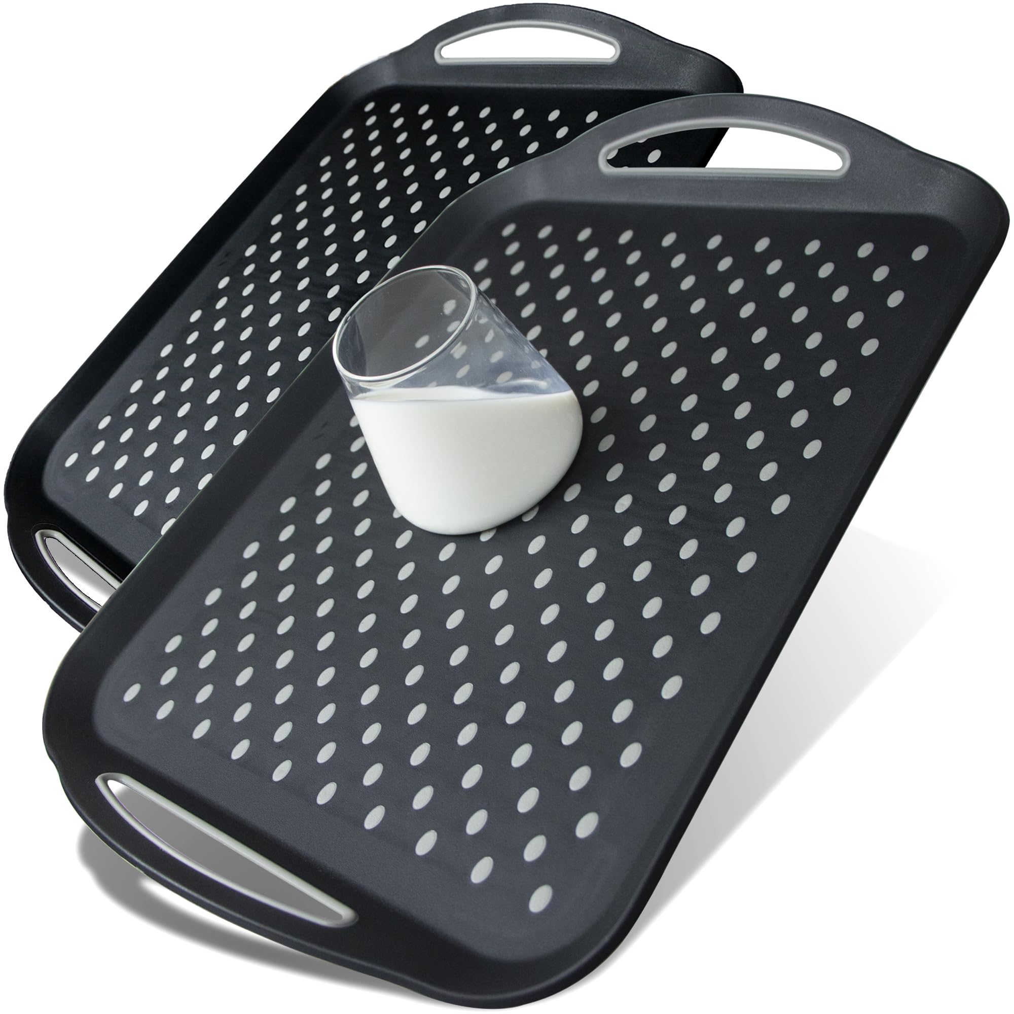 Czlizdyt large nonslip tray with handles keeps meals steady.
