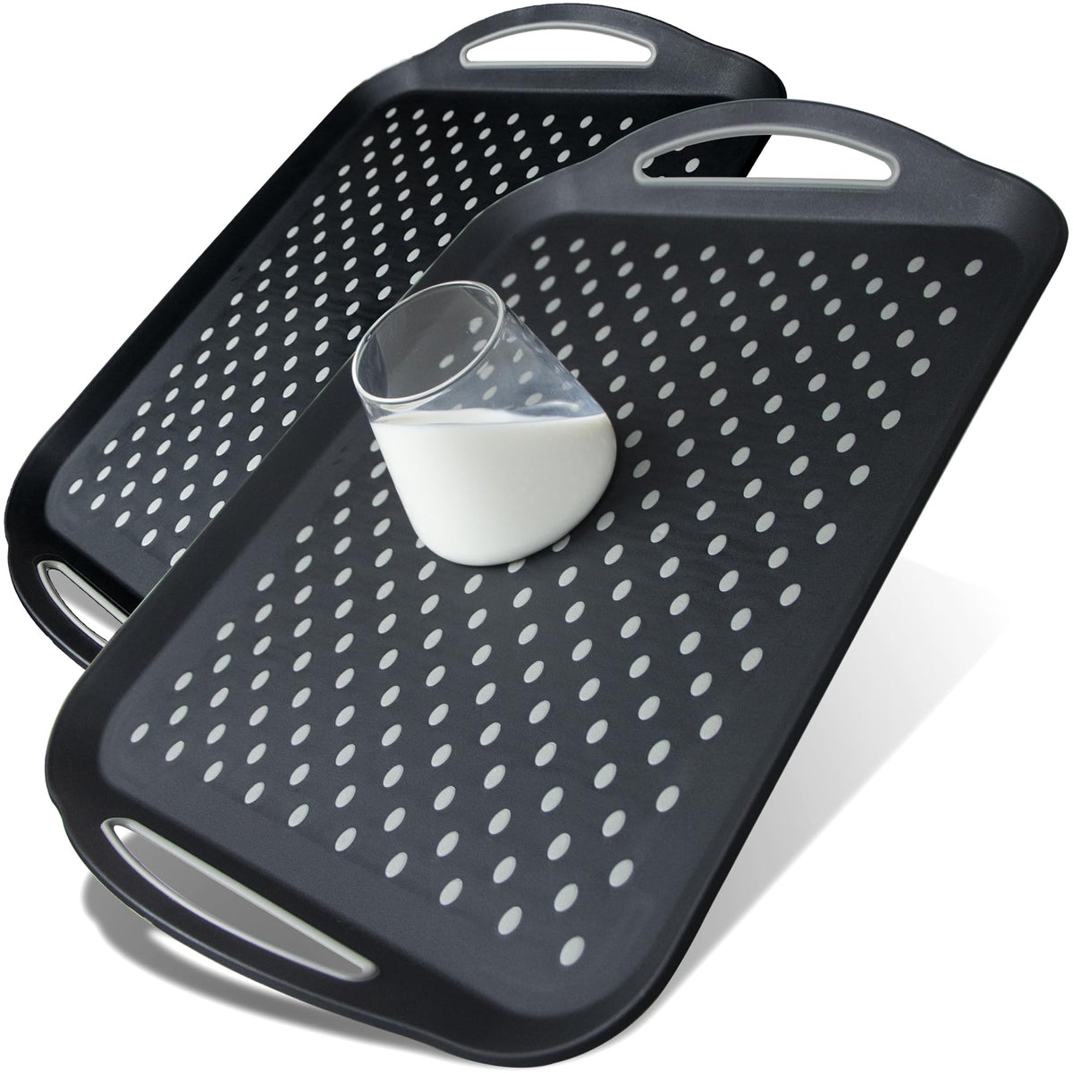 Czlizdyt large nonslip tray with handles keeps meals steady.
