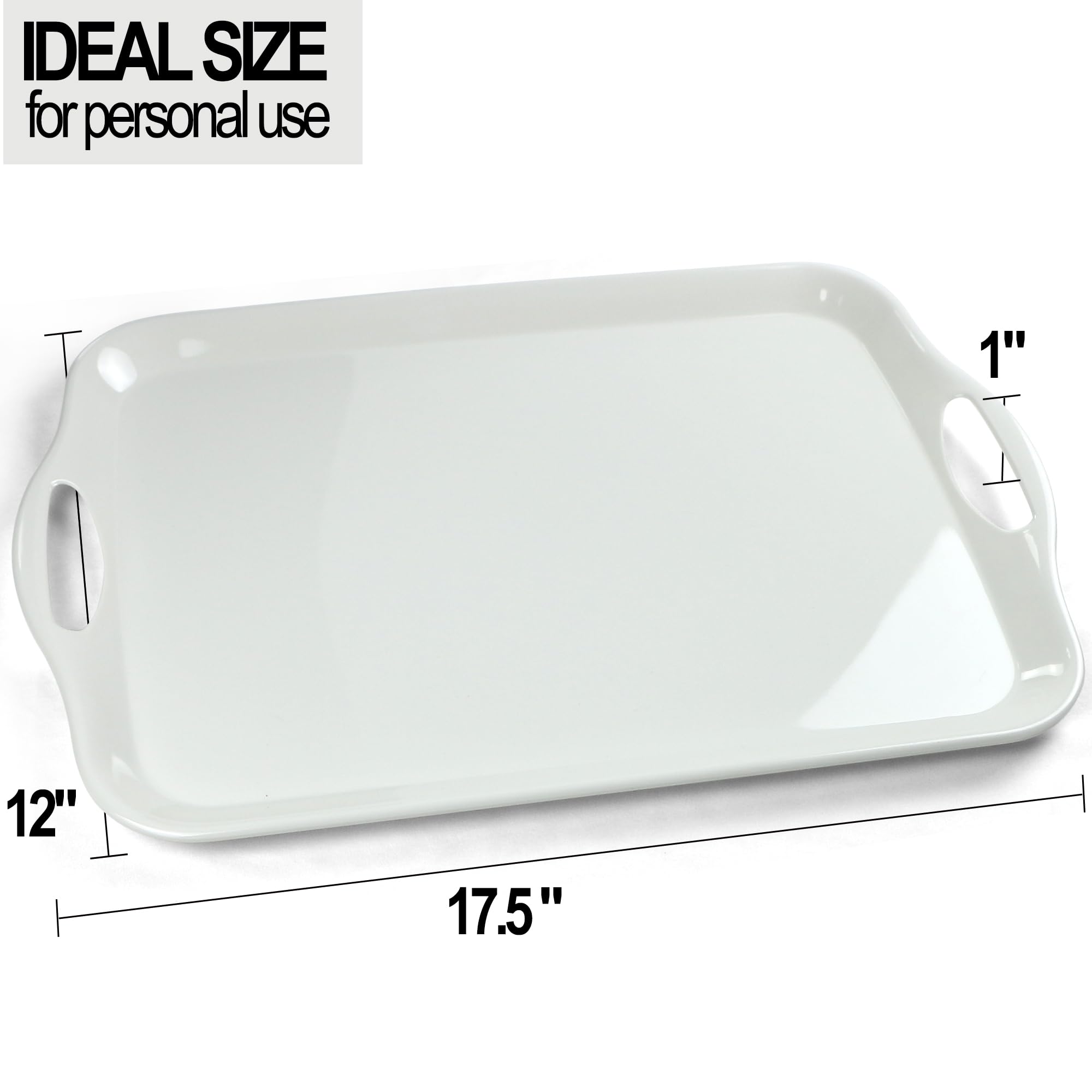 Czlizdyt melamine serving tray, white and sleek for charcuterie and fruit platters.
