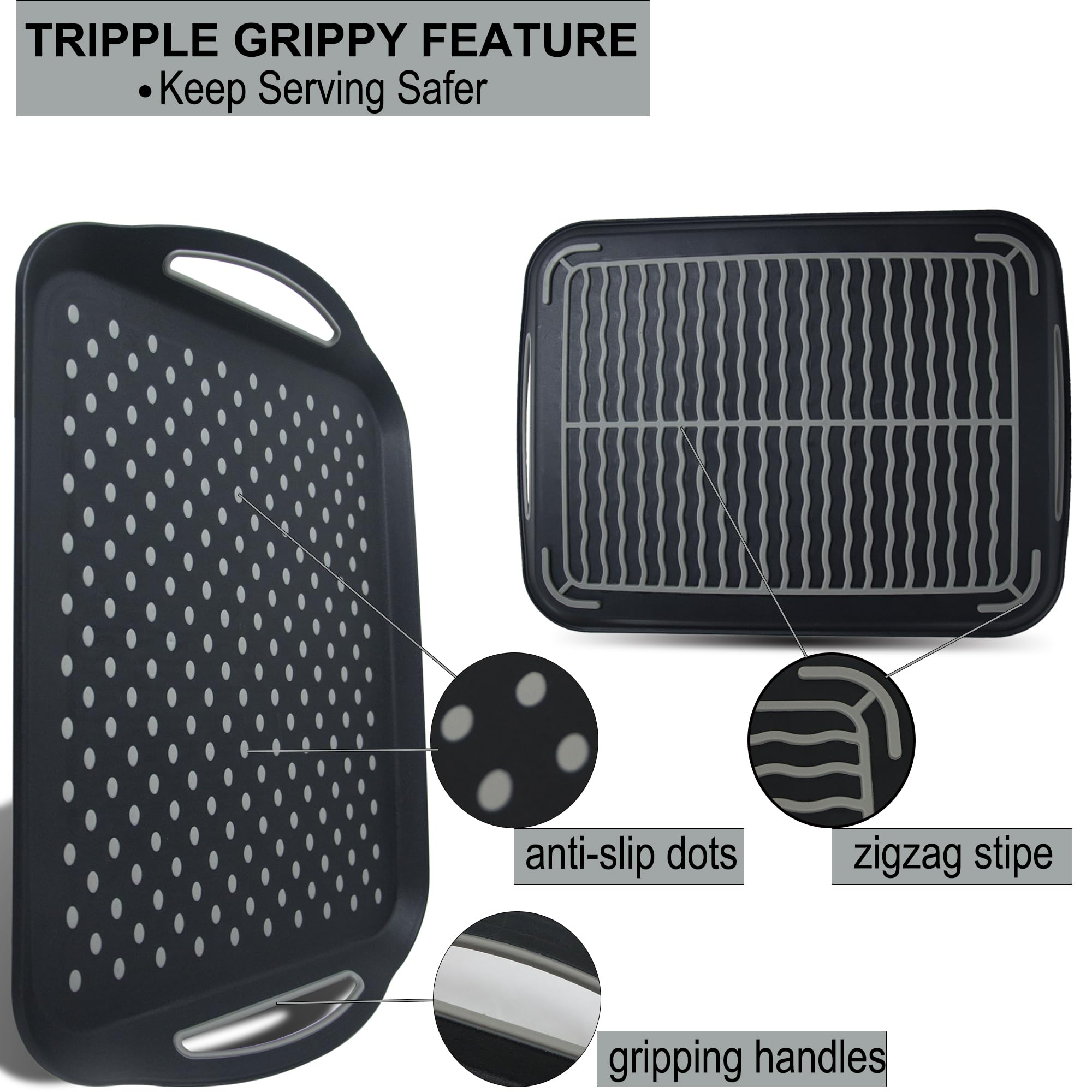Czlizdyt tray shows silicone grippy dots surface for anti-slip use.