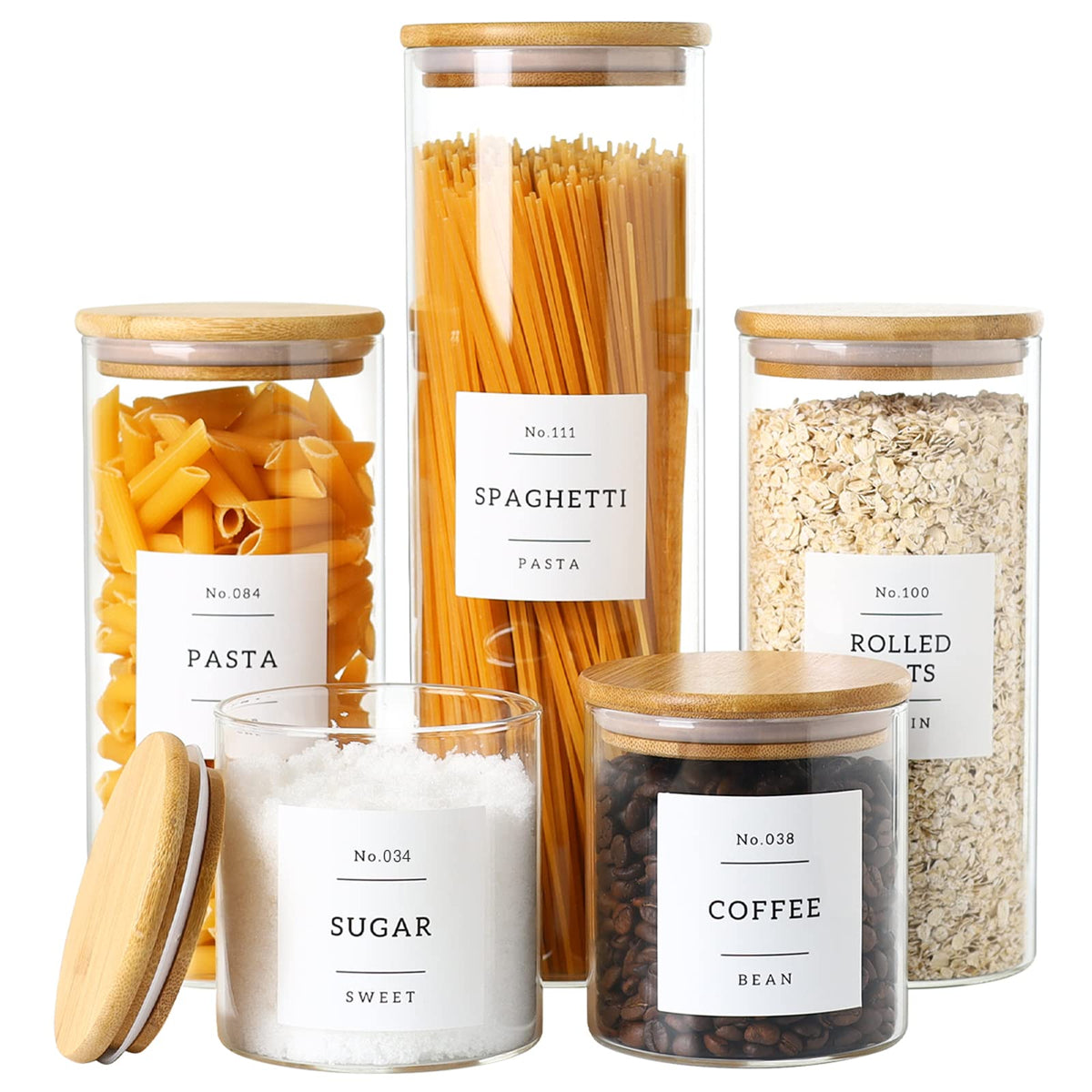 CZSZYGHBAO small glass jar with bamboo lid for organized pantry staples.