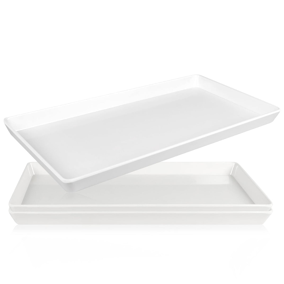 CZWESTC white melamine rectangle tray for appetizers and desserts, easy to clean