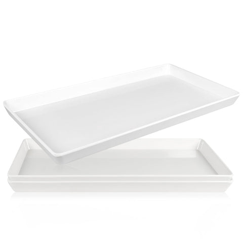 CZWESTC white melamine rectangle tray for appetizers and desserts, easy to clean