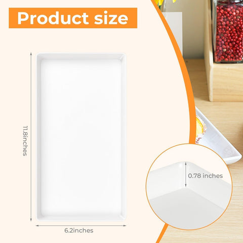 CZWESTC white melamine rectangle tray, stackable design saves cabinet space
