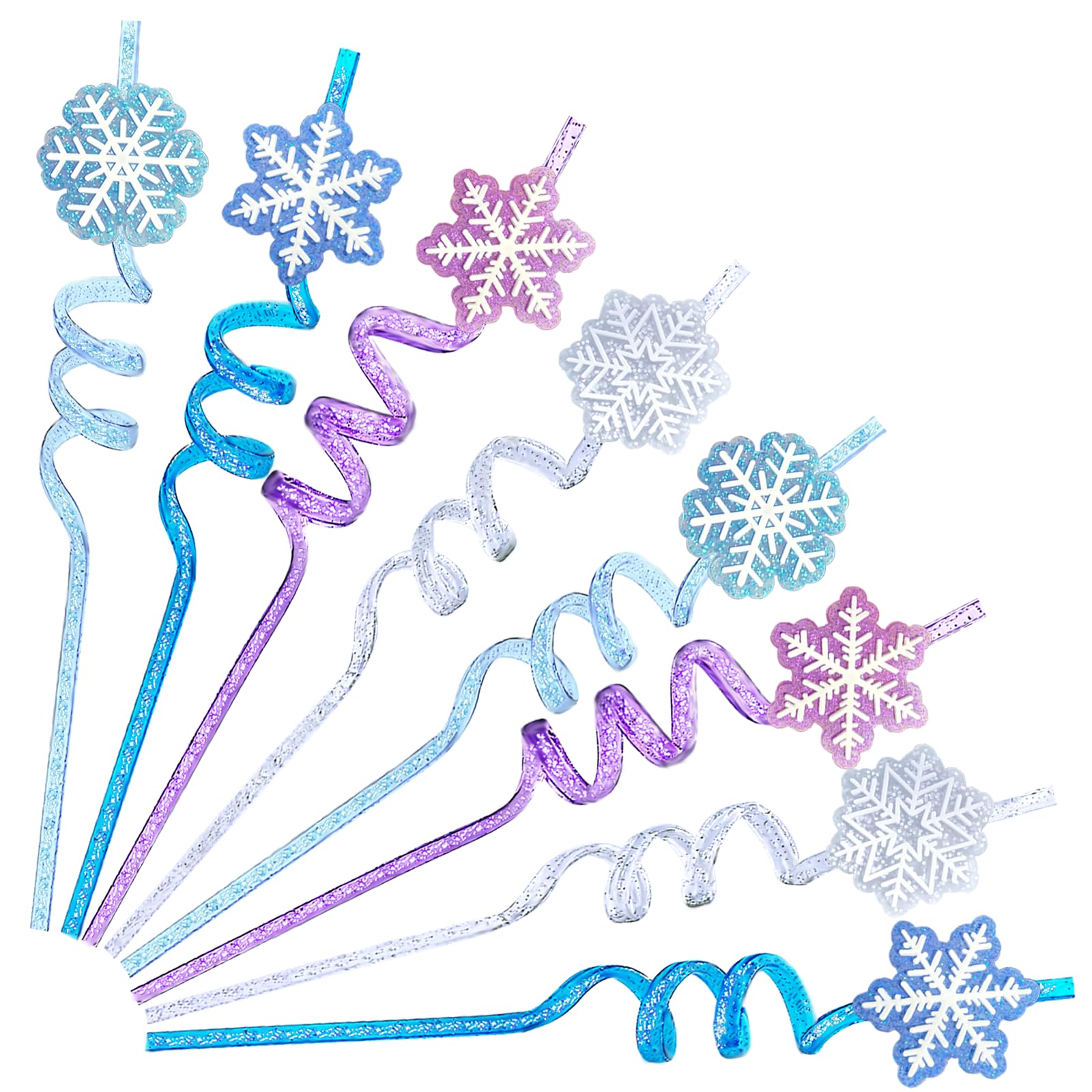 CZWXOXO 24pcs glitter frozen plastic straws for colorful party drinks.