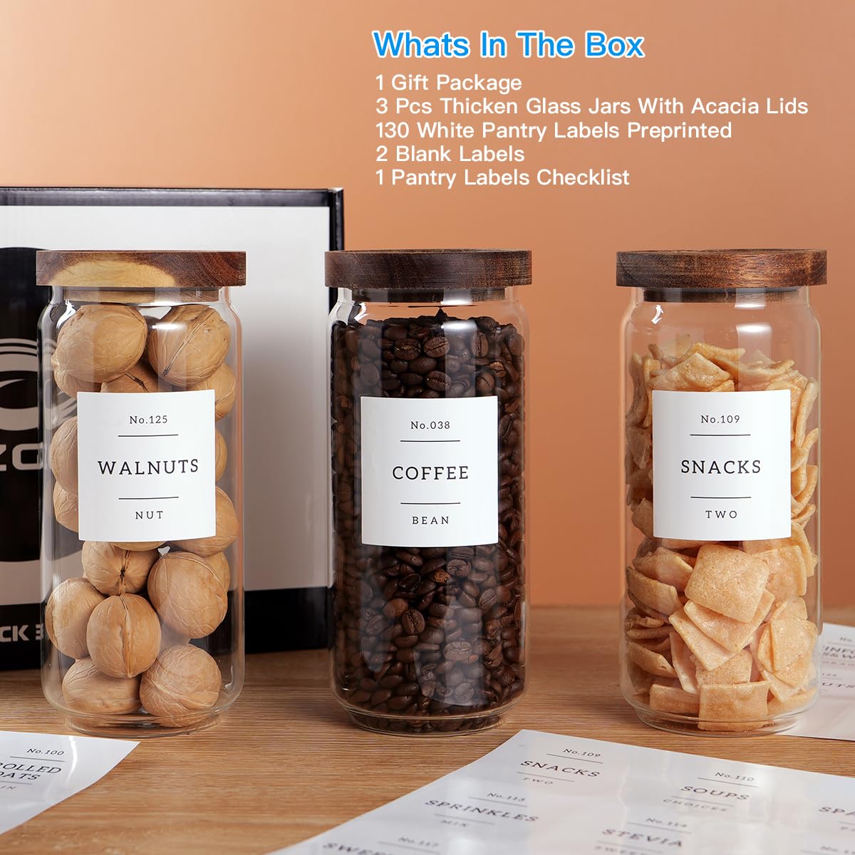 CZZGSM 35oz thick borosilicate glass canisters keep ingredients visible and fresh.