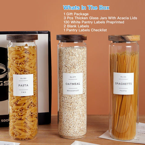 CZZGSM pasta storage in clear glass jars