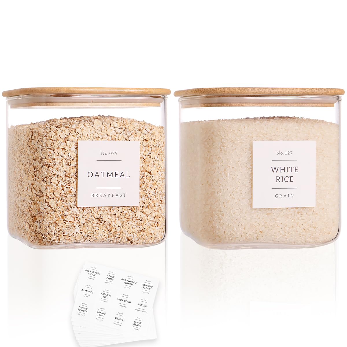 CZZGSM square glass jar 85oz for flour keeps pantry fresh and organized.