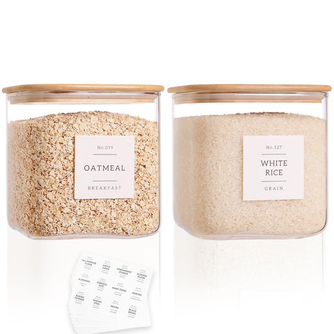 CZZGSM square glass jar 85oz for flour keeps pantry fresh and organized.