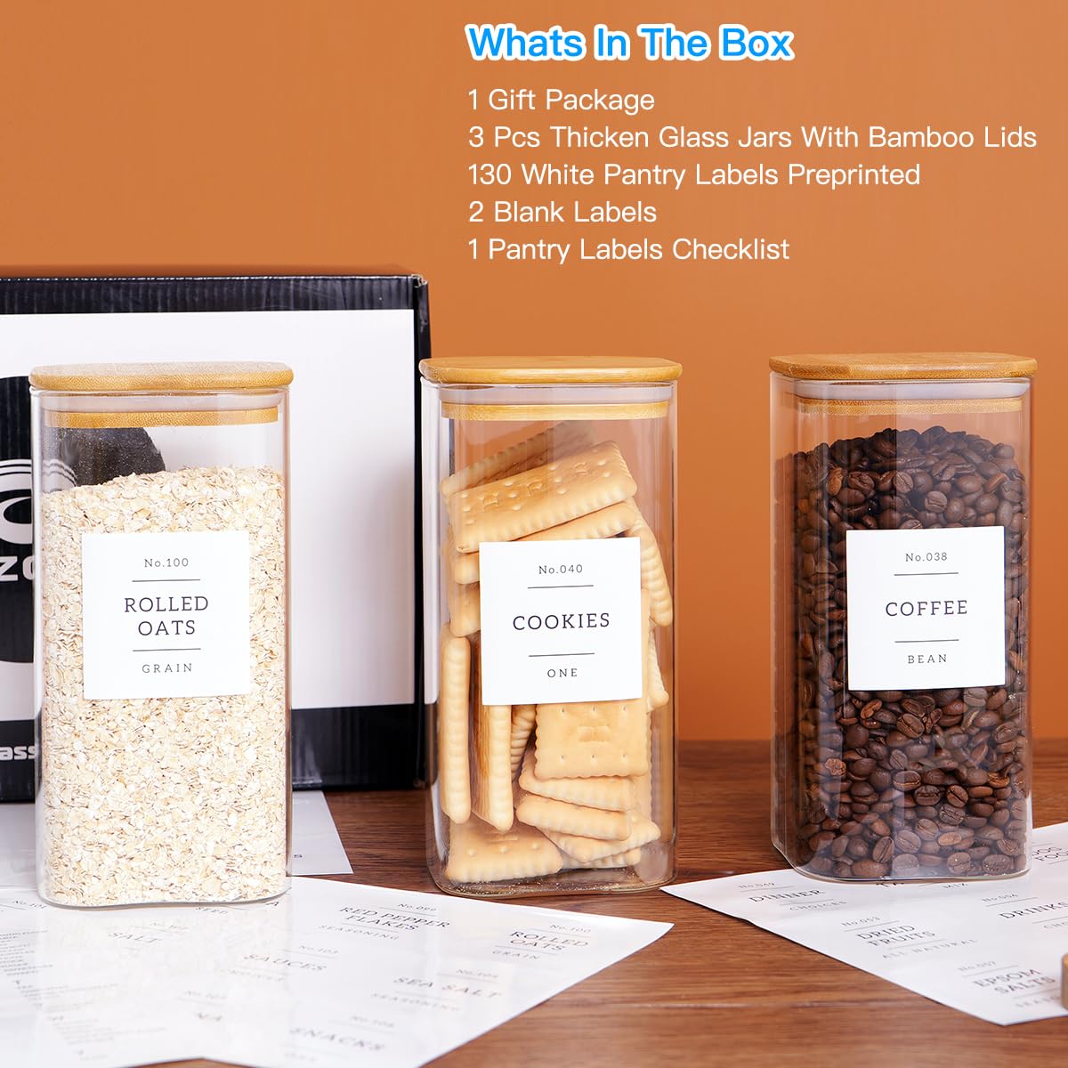 CZZGSM three-pack jars on a shelf with uniform labels