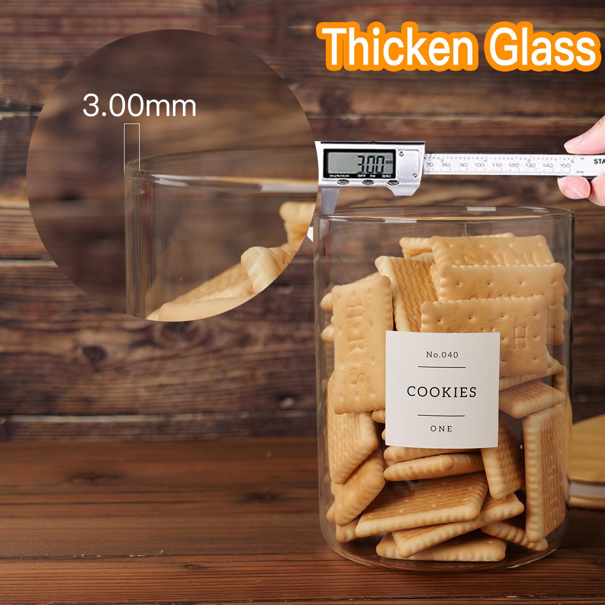 CZZGSM wide-mouth glass canister with silicone-seal lid for freshness.