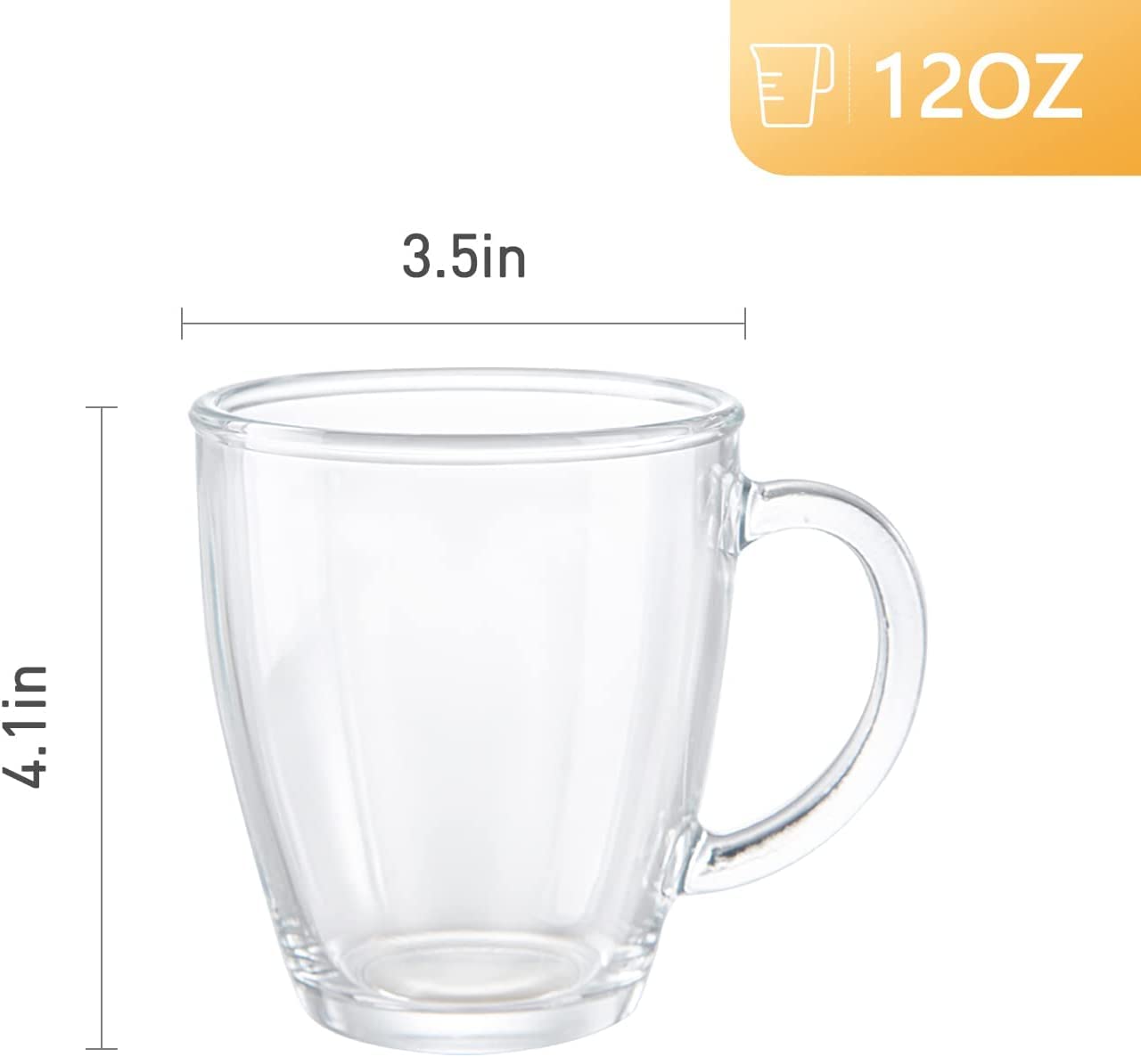 D.M DESIGN MASTER premium clear tea mug with handle ideal for hot or iced beverages.
