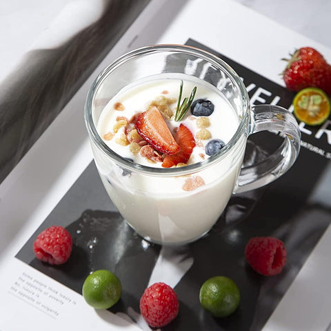 D.M DESIGN MASTER versatile glass mug set for coffee, tea, and cold beverages.