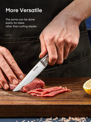 D.Perlla high-carbon stainless steel for lasting sharpness.
