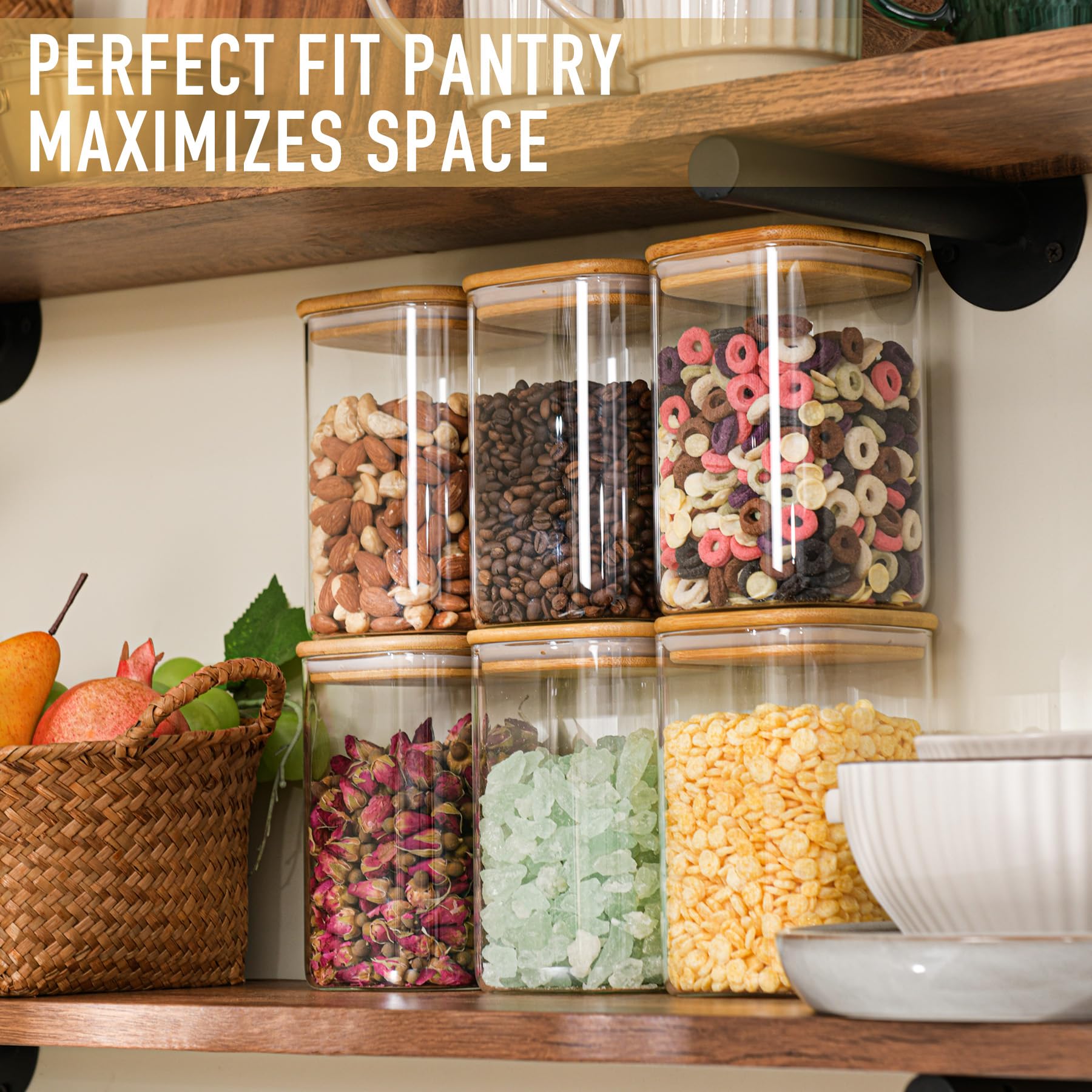 D2scrma 1100ml pantry jar stores dry goods neatly in a square jar