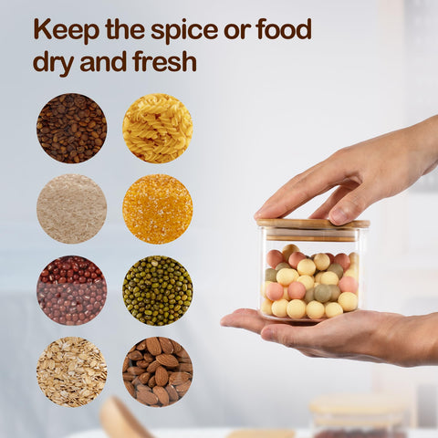D2scrma 650ml spice jar set keeps kitchen organized and compact.