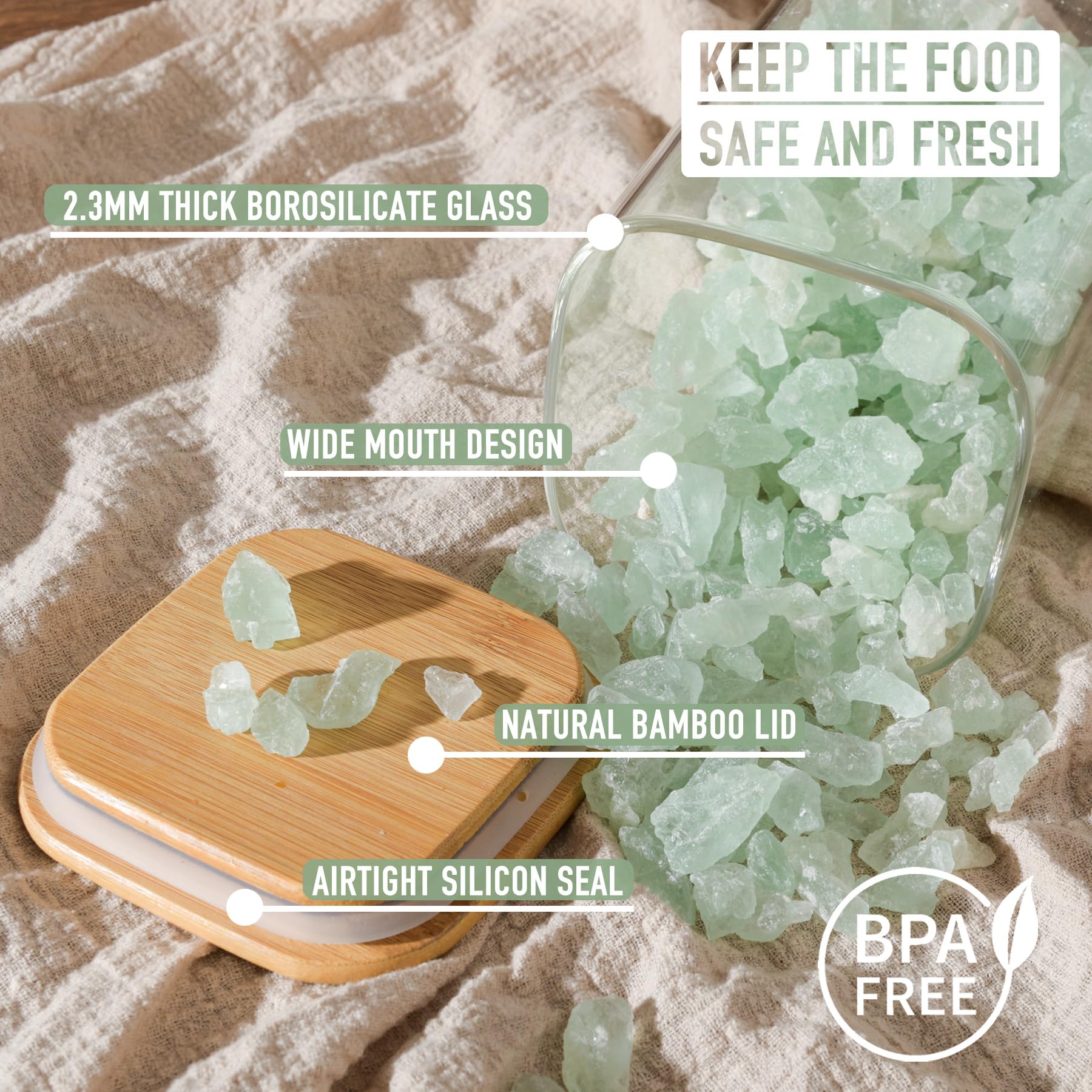 D2scrma transparent square jars let you spot contents at a glance