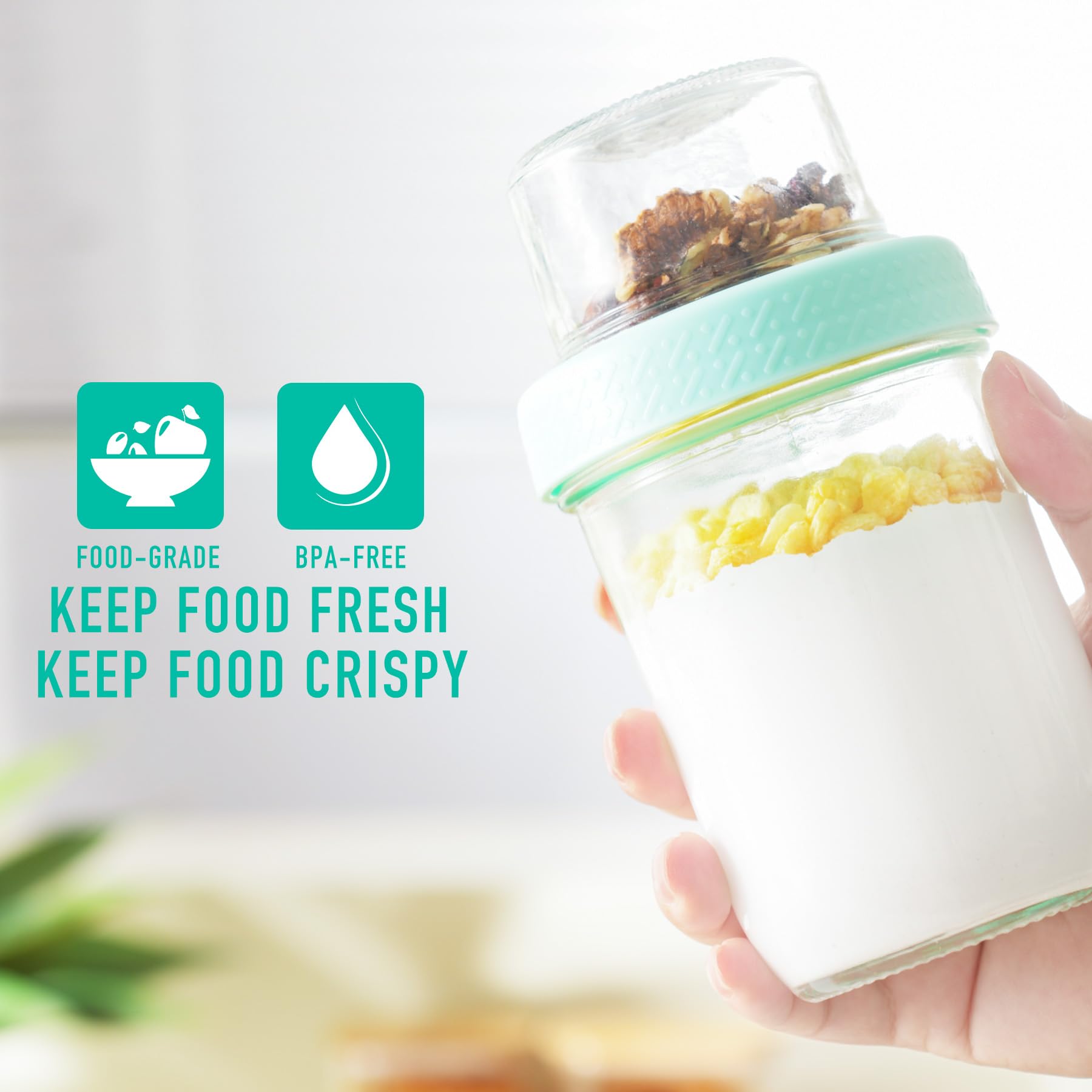 D2scrma wide-mouth jars ease scooping and cleaning.