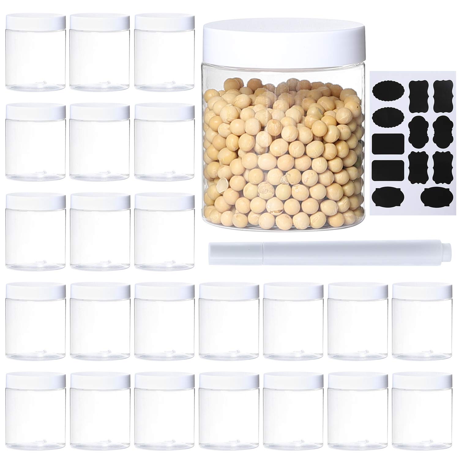 Dabacc 24-pack clear 8oz jar with lid for organized slime storage.