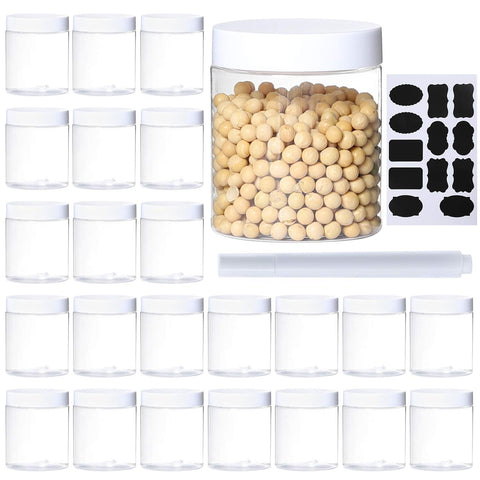 Dabacc 24-pack clear 8oz jar with lid for organized slime storage.