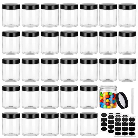 Dabacc 8oz clear jar with black lid for organized, visible storage