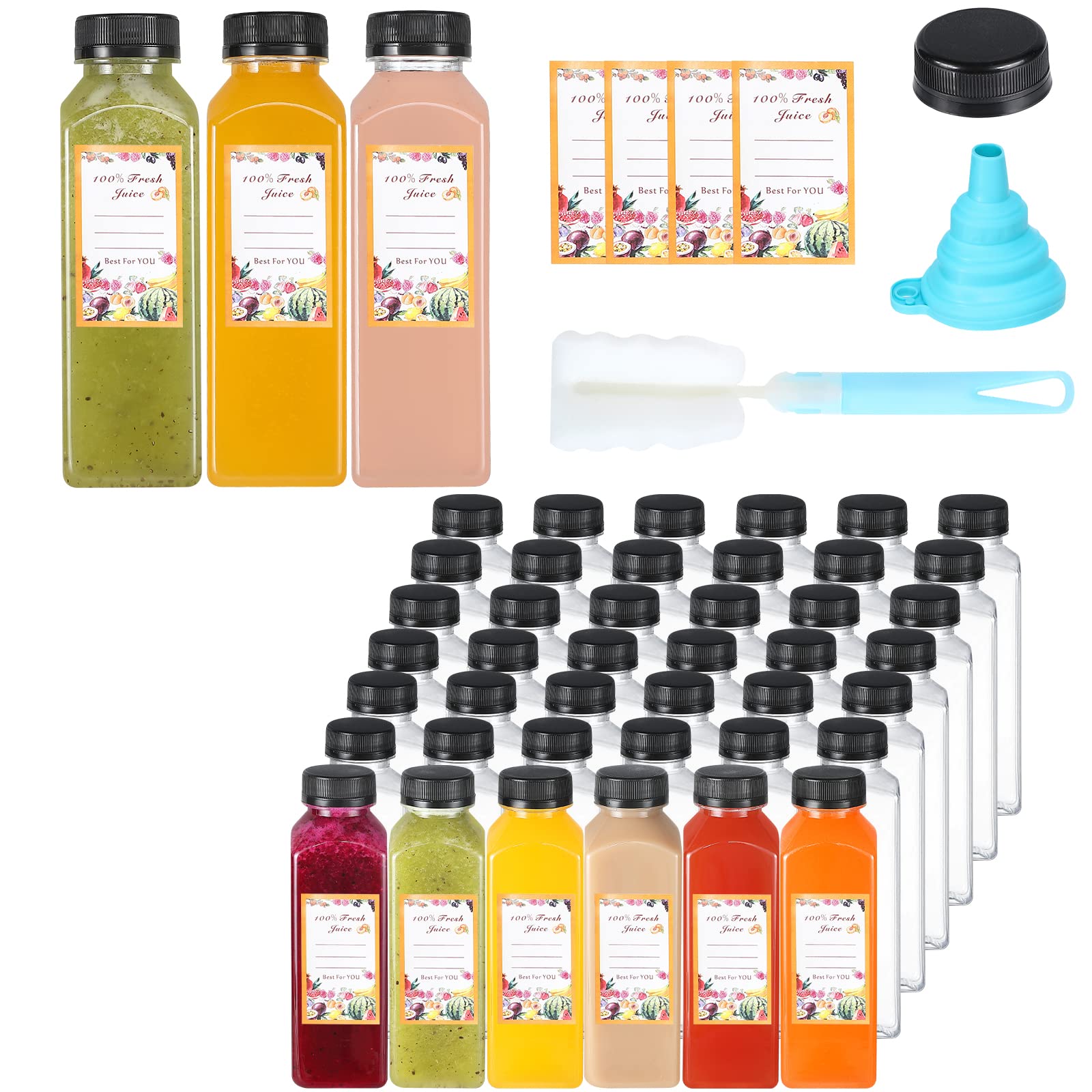 Dabacc juice bottle 12oz clear with cap, ideal for on-the-go beverages.