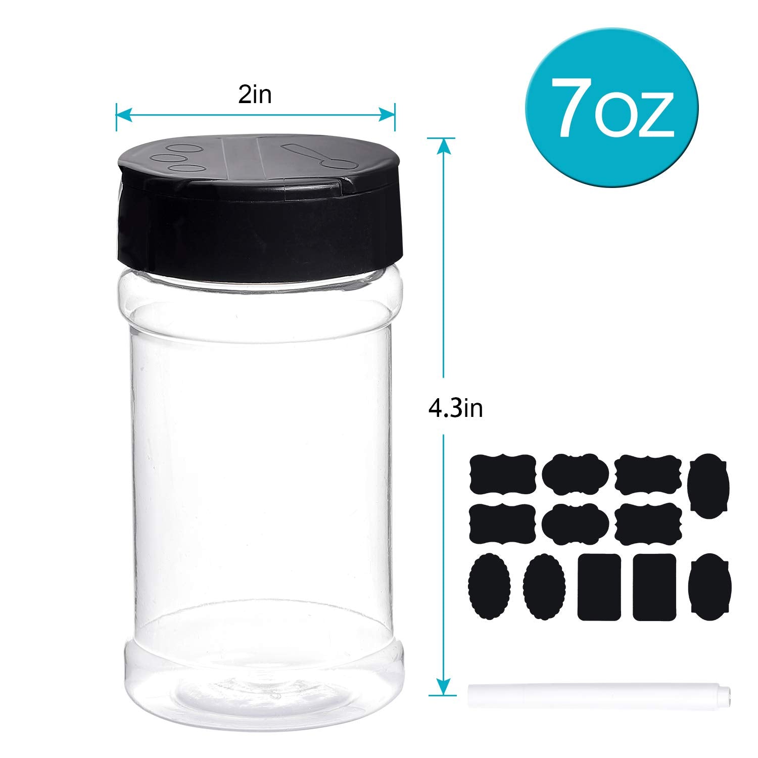 Dabacc transparent plastic jars ideal for spices and powders
