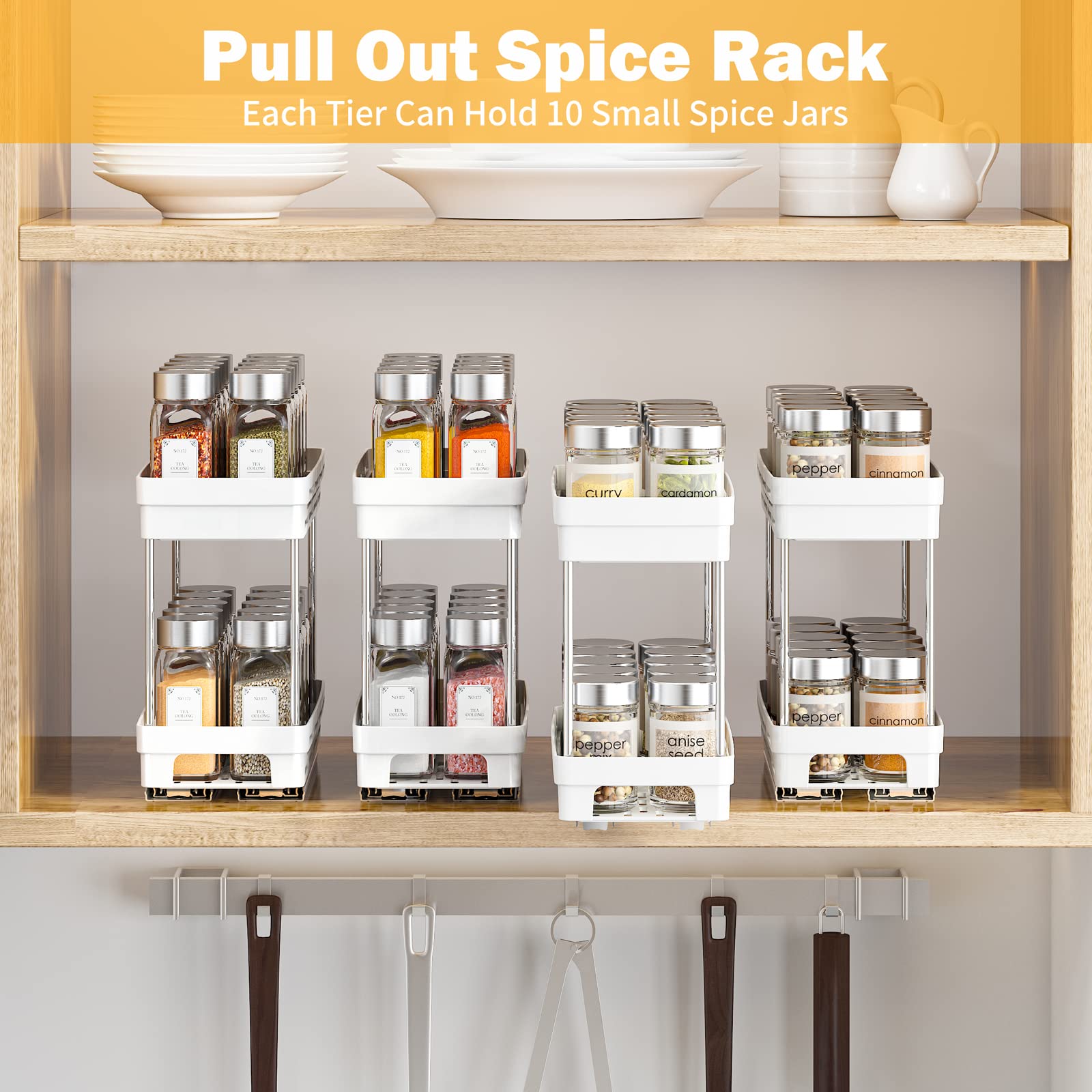 DABIGE space saving design stores 10 jars per tier for easy access