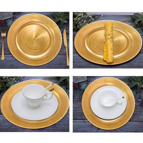 DaCakeWS bulk pack of 10 gold chargers for events and catering