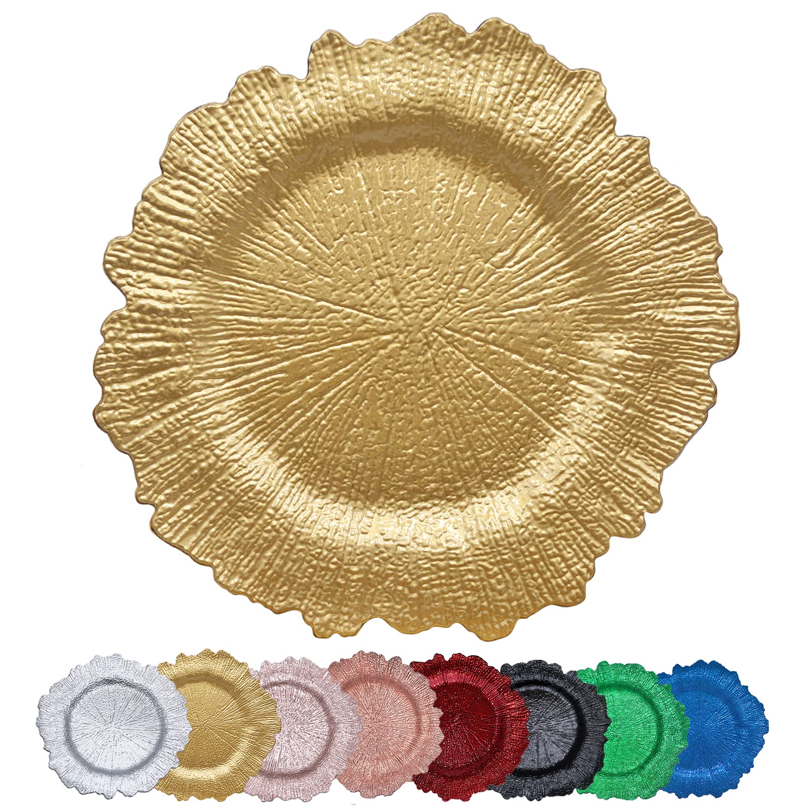 DaCakeWS Gold Reef Charger Plate with coral reef design, 13-inch, ideal for weddings
