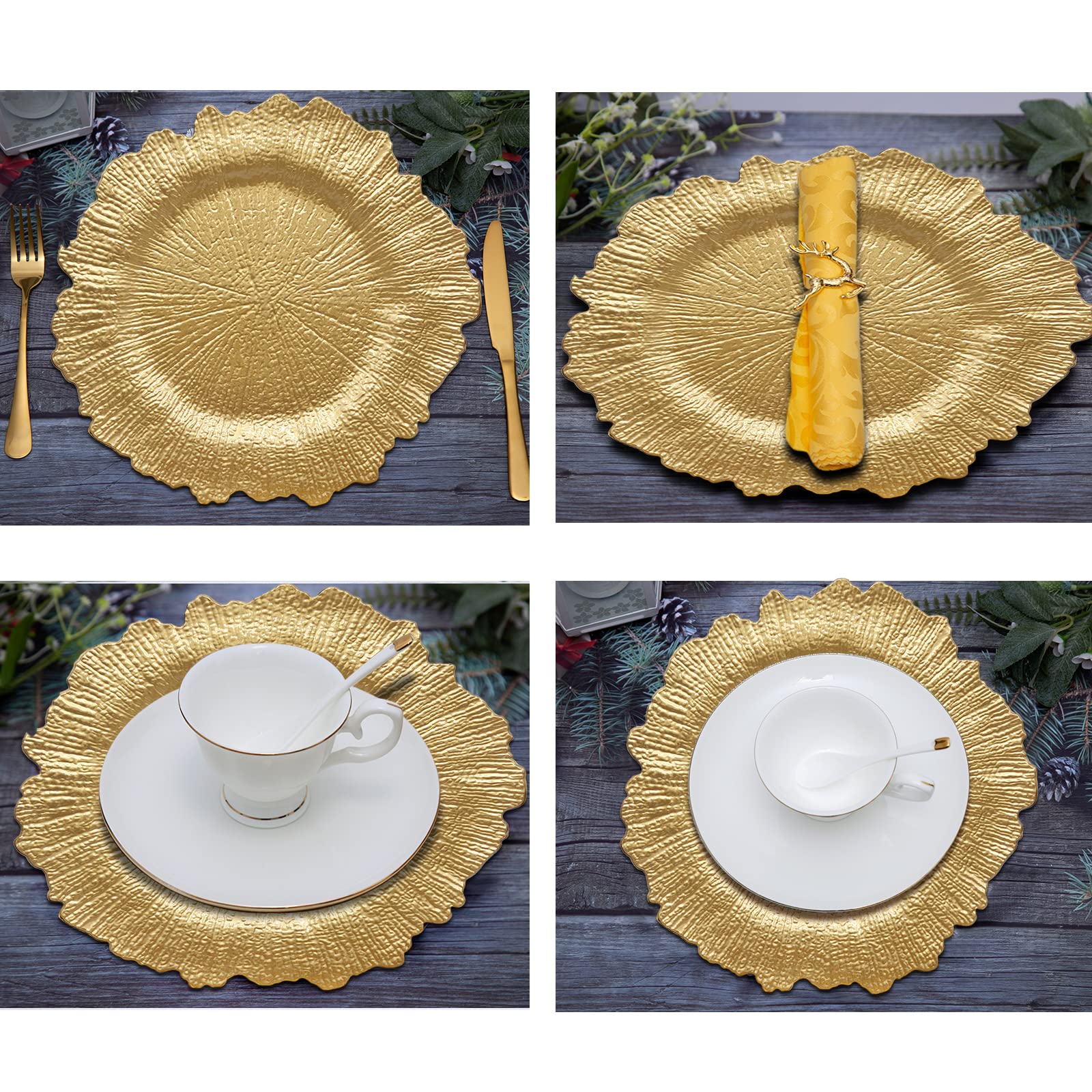 DaCakeWS Gold Reef Charger Plate coordinating with reef-themed table styling