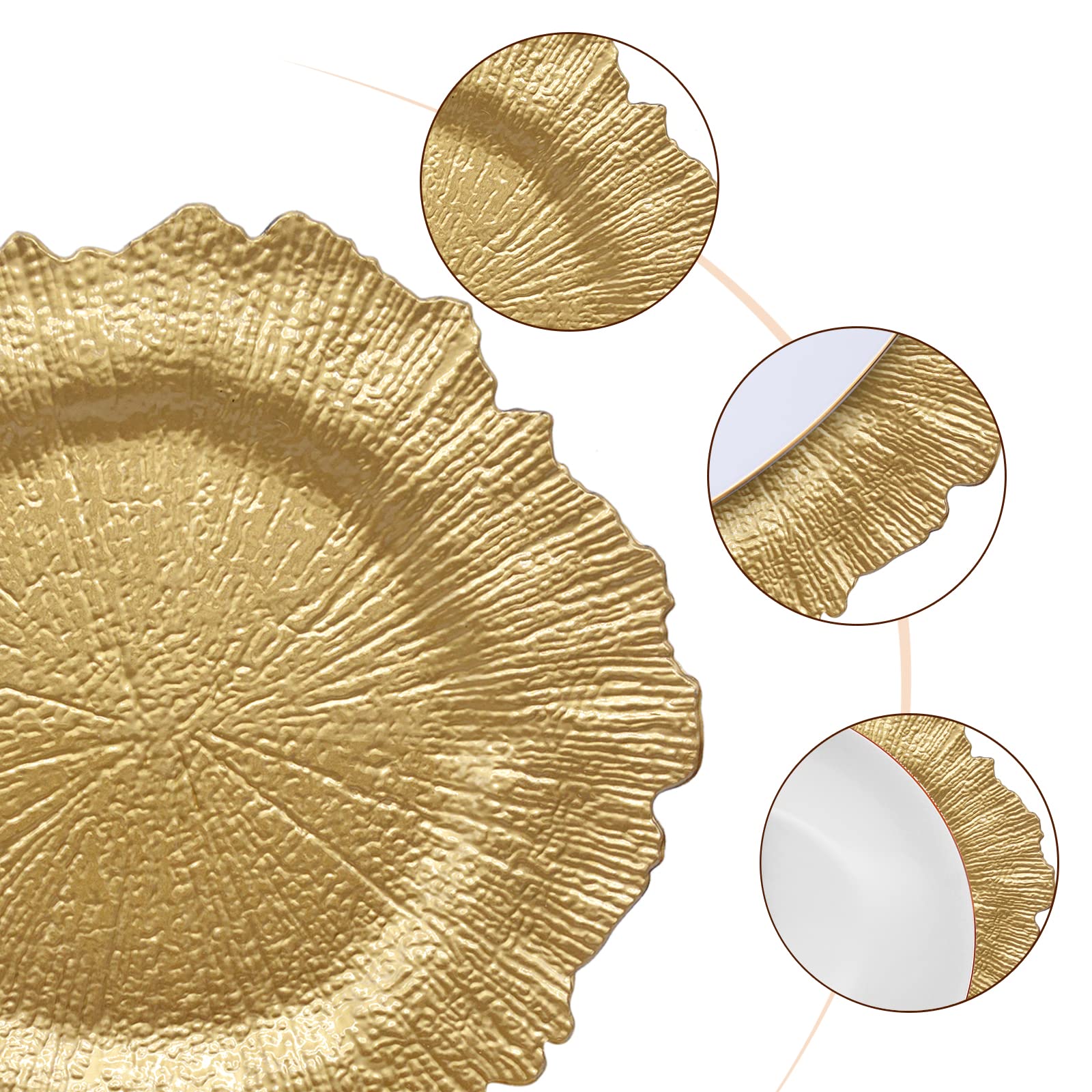 DaCakeWS Gold Reef Charger Plate under bowls at an event