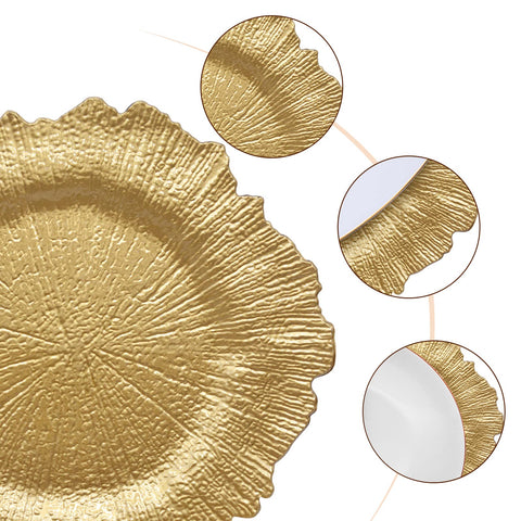 DaCakeWS Gold Reef Charger Plate under bowls at an event