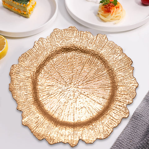 DaCakeWS Gold Reef Charger Plate decorative seaside-inspired charger for party tables