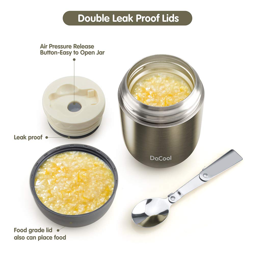 DaCool jar lid close-up highlights double lids for leak-proof performance.