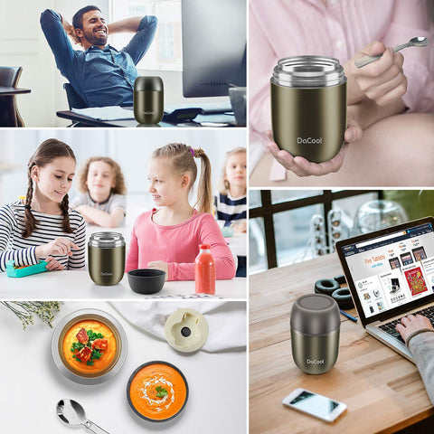 DaCool insulated jar with spoon included for easy eating on the go.
