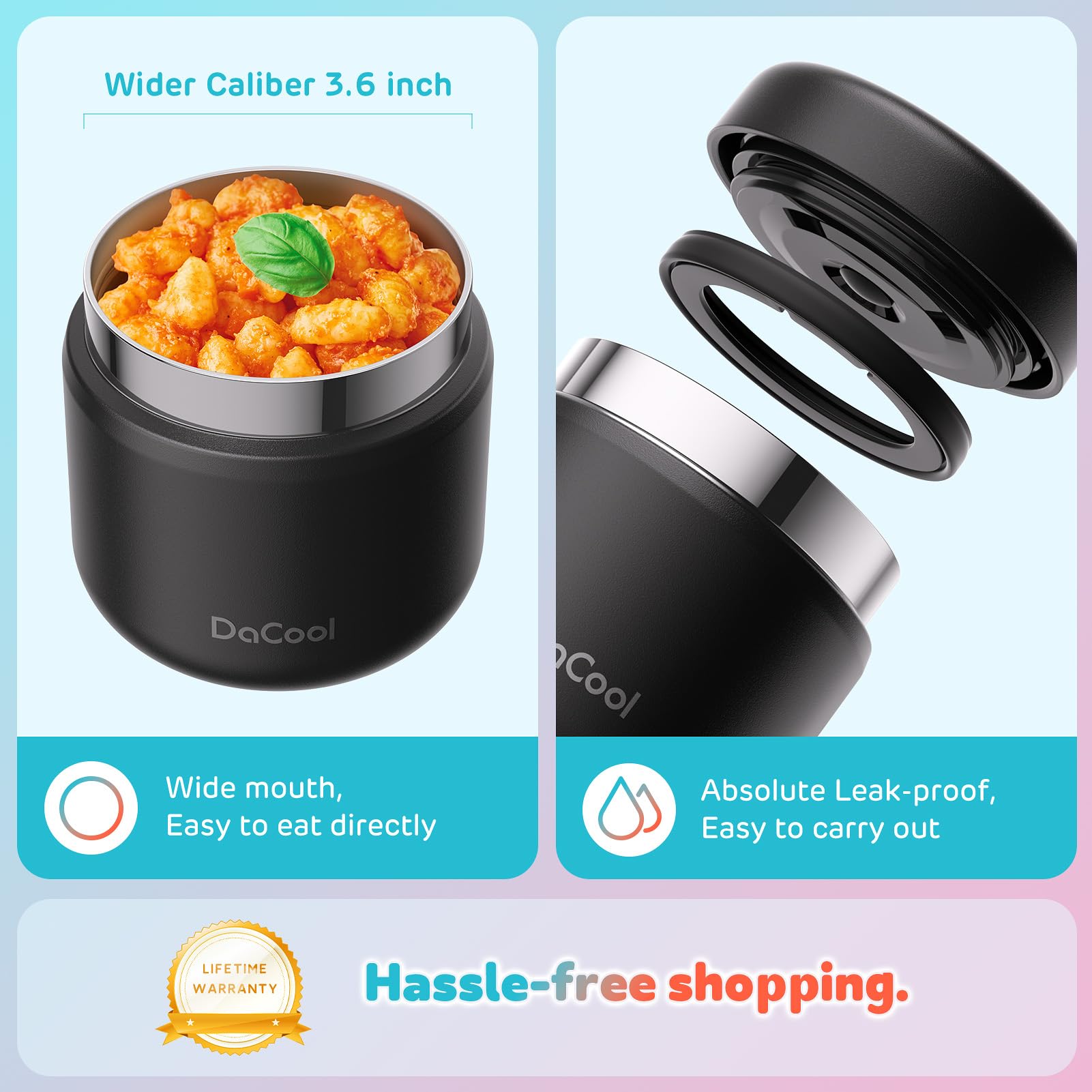 DaCool Kids Thermo leak-proof lid to prevent spills during travel