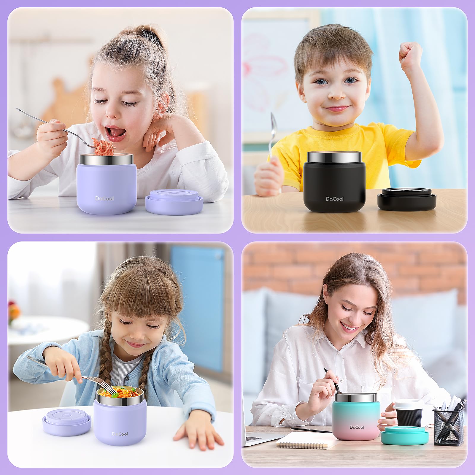 DaCool light-purple color appeals to kids and suits lunch routines